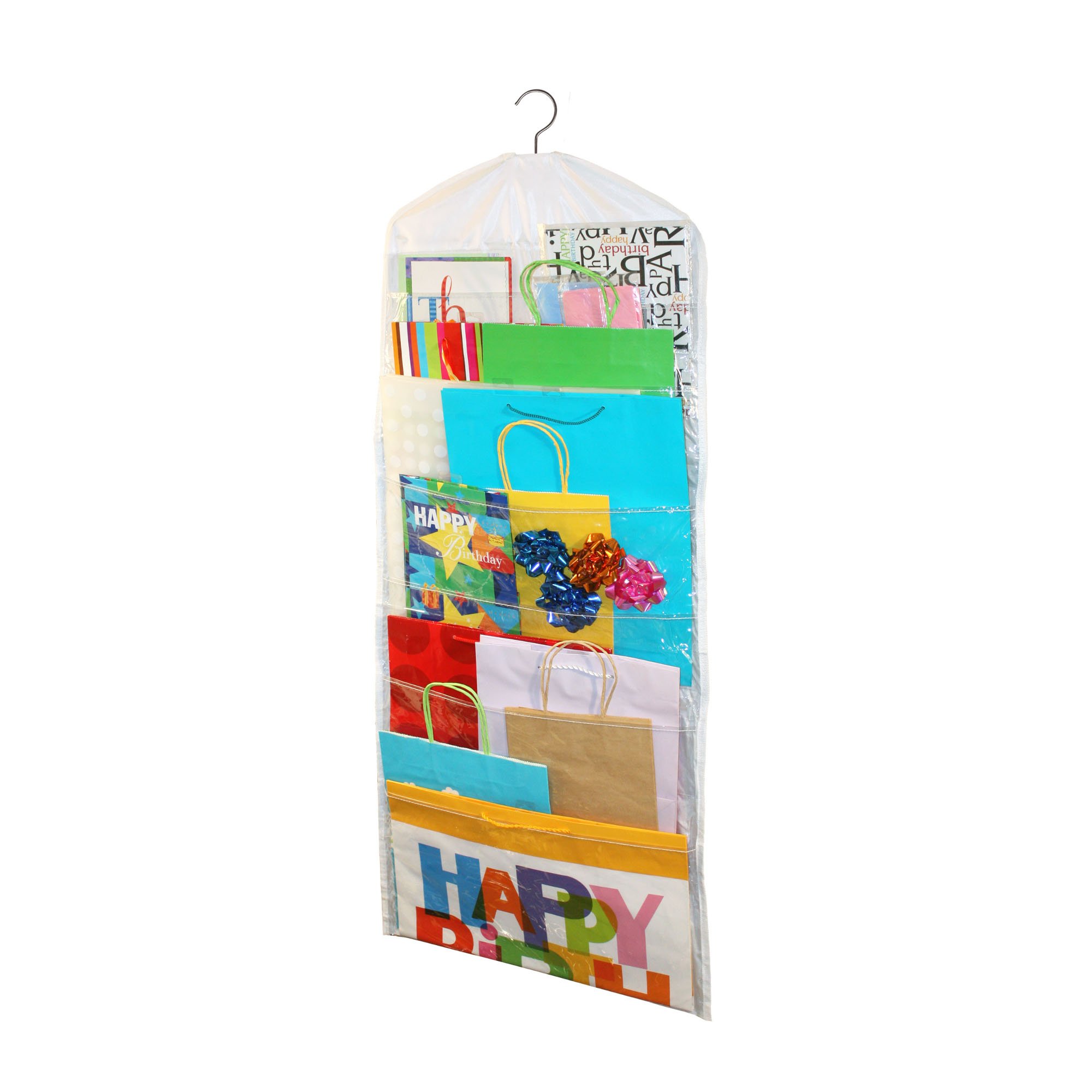 Gift Bag Organizer - Storage for Gift Bags, Bows, Ribbon and More - Organize Your Closet with this Hanging Bag & Box to Have Organization with Clear Pockets by Jokari - Image 4