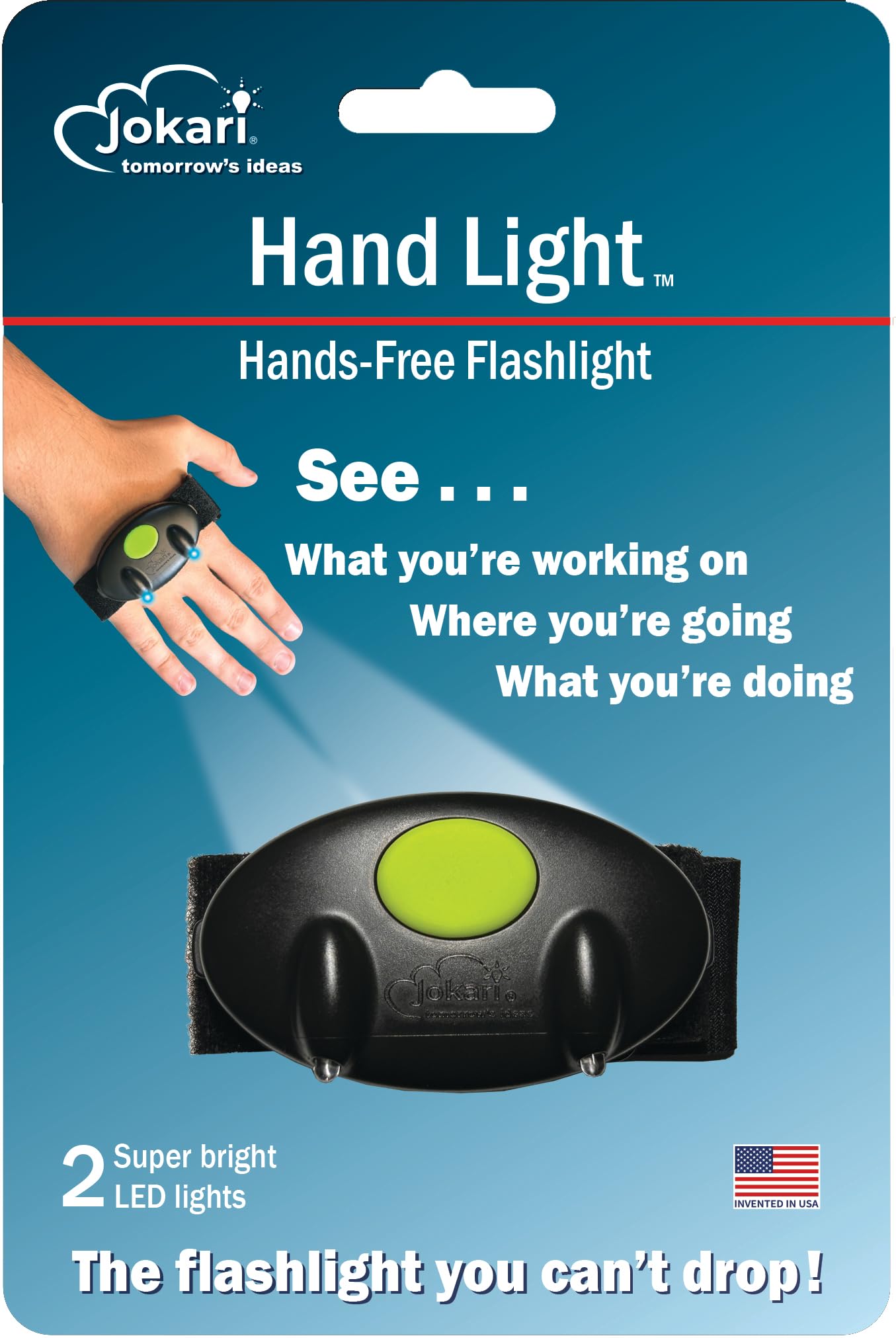 Jokari Hands-Free LED Flashlight with Adjustable Strap. 2 Brightness Settings, Easy On/Off Switch, Secure Hook and Loop Fasteners for Snug Fit. Perfect for Poorly Lit Work Spaces, Camping and More - Image 6