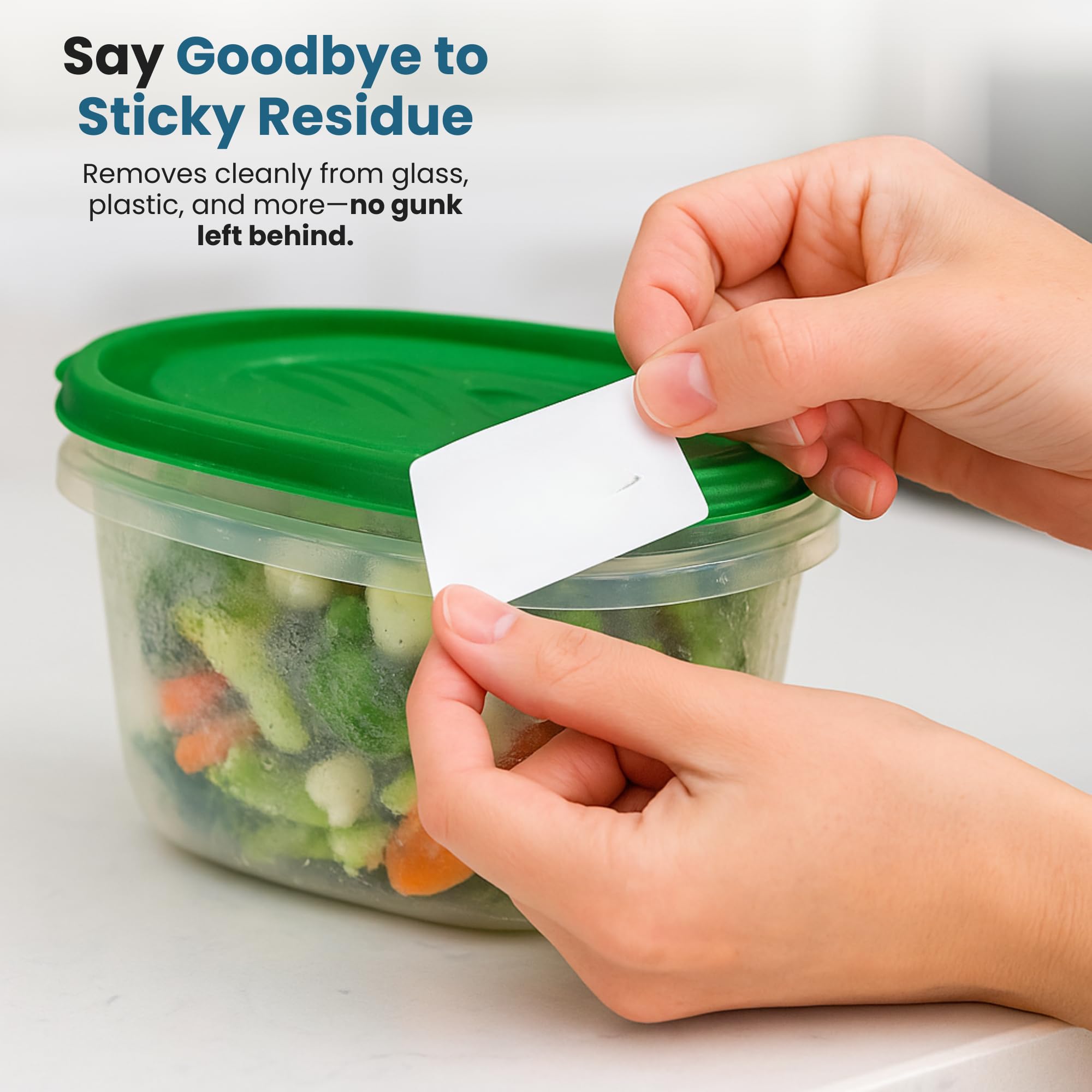 Jokari Label Once Erasable Food Labels with Marker and Eraser Reusable Removable Adhesive Labels for Kitchen Storage Freezer Dishwasher and Microwave Safe 70 Pack - Image 5