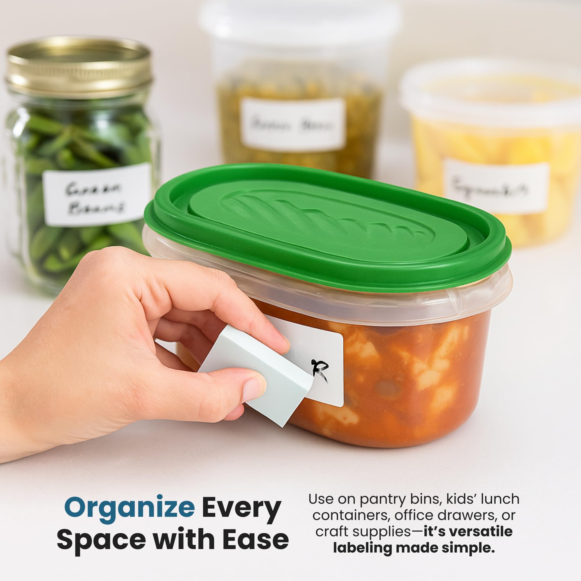 Jokari Label Once Erasable Food Labels with Marker and Eraser Reusable Removable Adhesive Labels for Kitchen Storage Freezer Dishwasher and Microwave Safe 70 Pack - Image 6