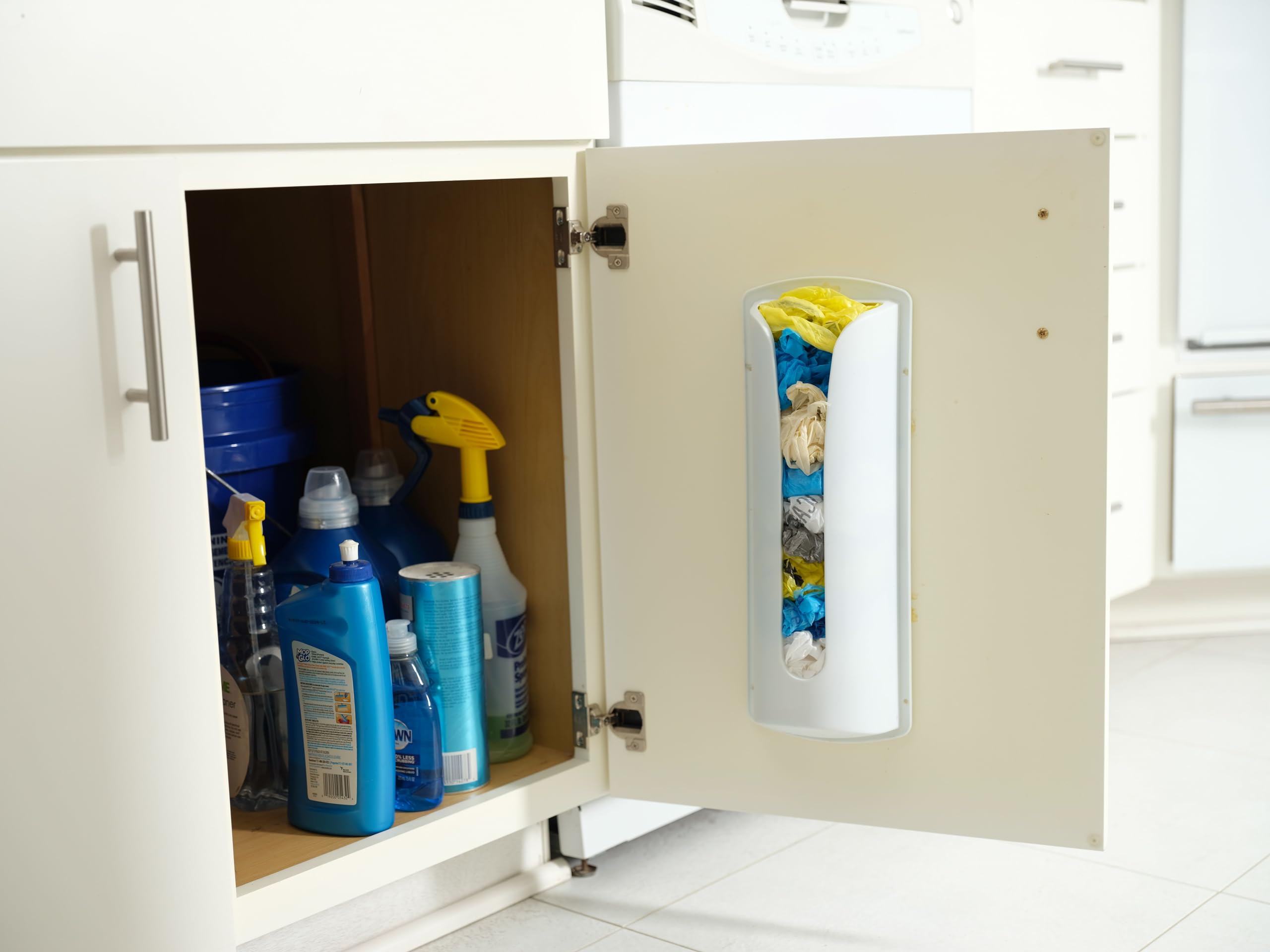 Jokari Multi-Purpose Plastic Shopping Bag Holder. Store and Reuse Bags as Trash Can Liners, Lunch Bags and More. Space-Saving, Eco Conscious Wall Mount or Cabinet Door Attachment Storage Solution - Image 5