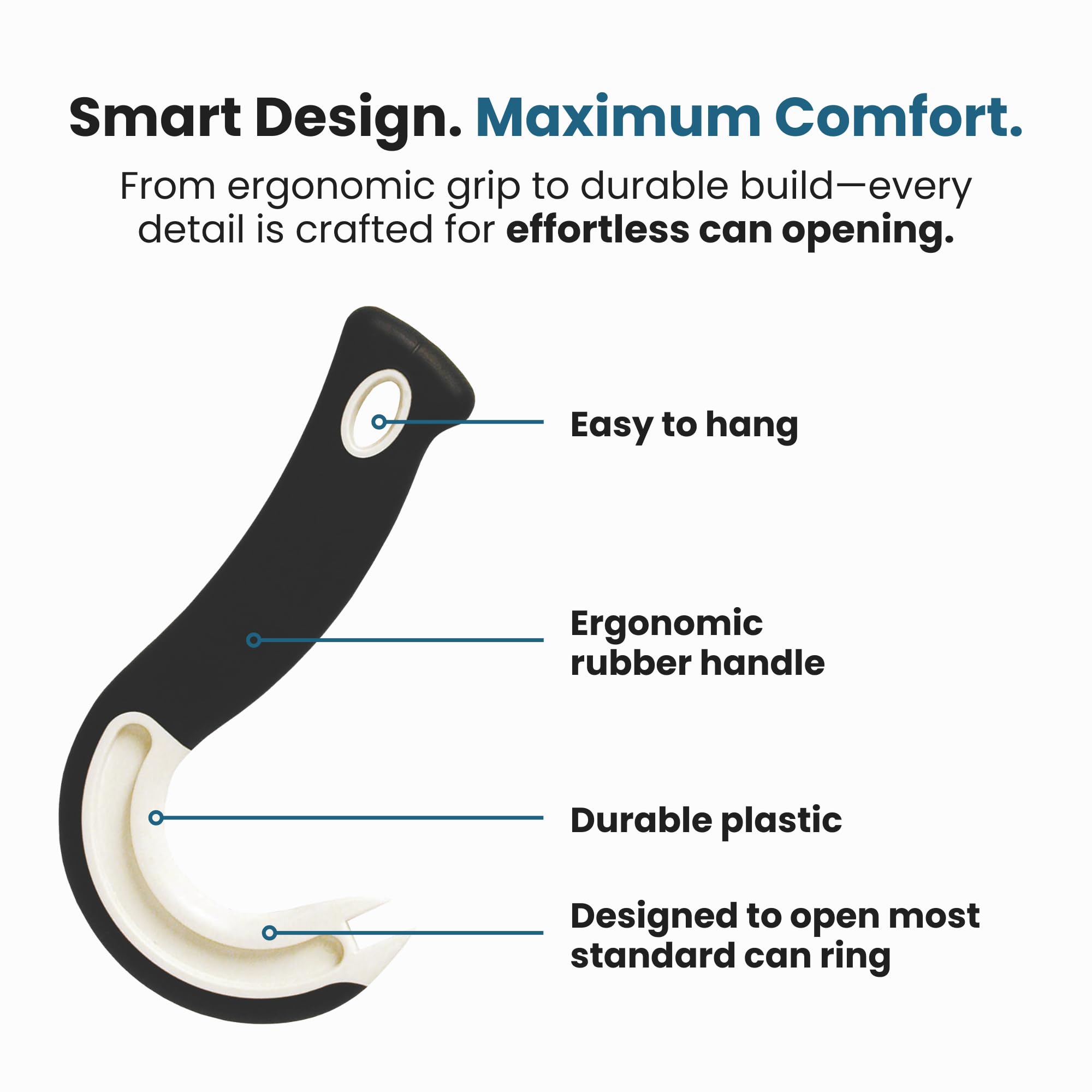 Jokari Ring Pull Can Opener for Soda and Food Cans Arthritis Aid with Non Slip Grip for Seniors Kids and Nail Protection Manual Pull Tab Tool for Easy Open Cans Black Dishwasher Safe - Image 8